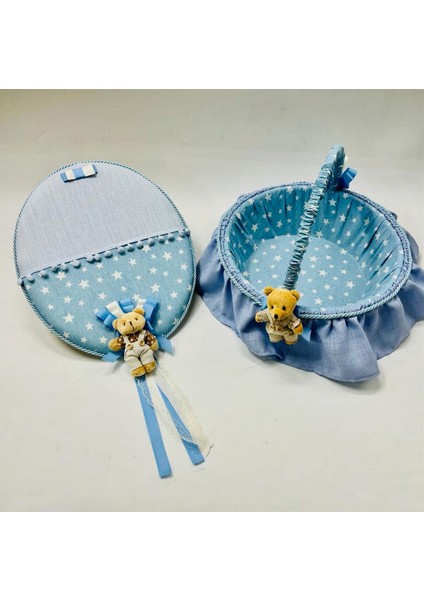 - Baby Shower 2 Adet Kapı Süsü Sepet Seti Mavi Glstd