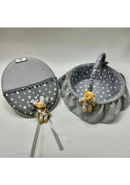 - Baby Shower 2 Adet Kapı Süsü Sepet Seti Gri Glstd