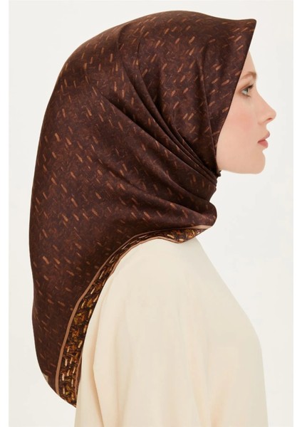%100 Twill Ipek Desenli Eşarp | 9230-51