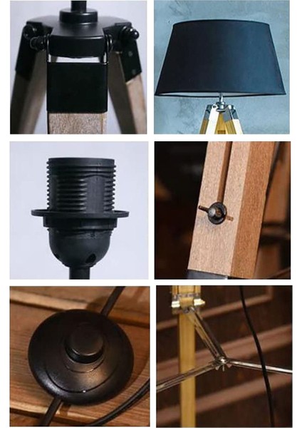 Tripod Lambader Vintage American Style 140 cm Siyah Başlıklı JC002