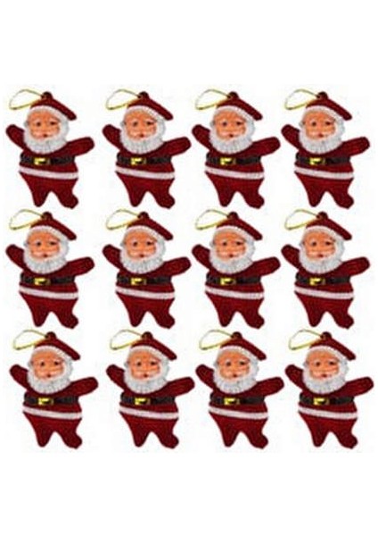 - 12 Adet Mini Noel Baba Ağaç Süs Glstd