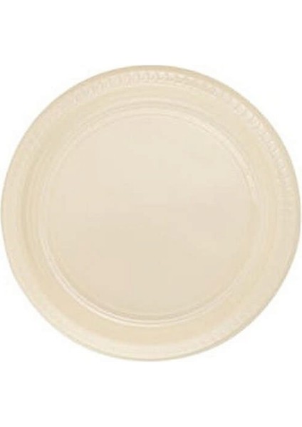 - 25 Adet Plastik Tabak Krem 22 cm Glstd