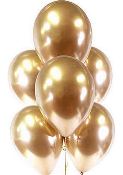 - 50 Adet Krom (Aynalı Çok Parlak ) Balon Gold Glstd