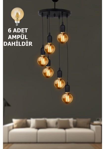 Rita Ampülü Dahil 3lü ve 6lı Sarkıt Mimari Salon Yatak Odası Oturma Odası Avizesi