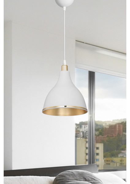 Beyaz Sarkıt Avize Yatak Odası Salon Mutfak Koridor Lamba Içi Gold