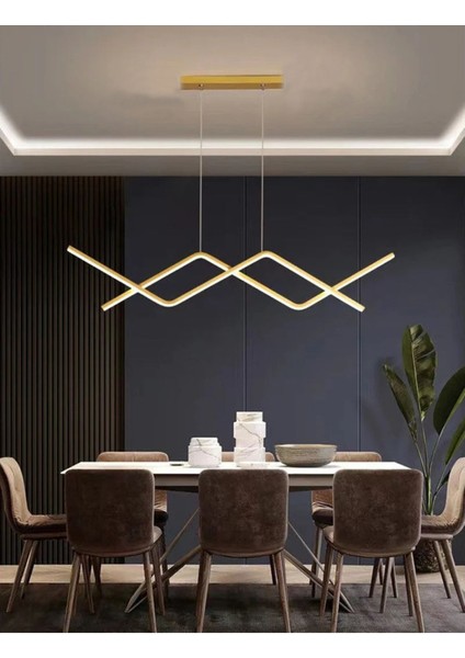 Victoria Modern Tasarım Yatak Odası Salon Mutfak Yemek Masası Eskitme Renk Beyaz Ledli 2 Li Avize