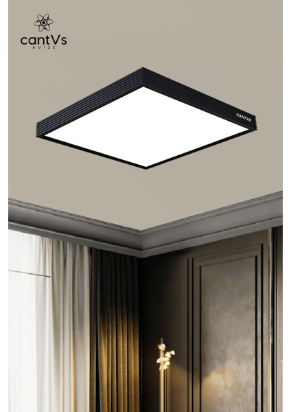 Ahşap Siyah Çerçeveli Tavan LED 60 x 60 cm Panel Aydınlatma Avize Salon Yatak Odası 6500K Beyaz modelleri