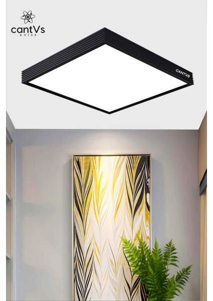 Ahşap Siyah Çerçeveli Tavan LED 60 x 60 cm Panel Aydınlatma Avize Salon Yatak Odası 6500K Beyaz indirimleri