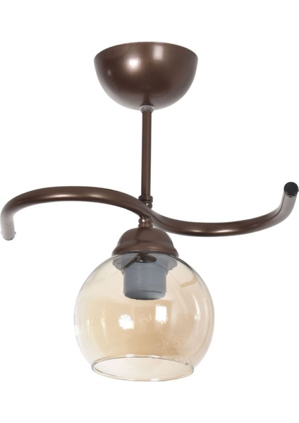 Fuji Salon - Mutfak - Yatak Odası - Hol - Kahverengi Renk Bal Camlı Tekli Avize