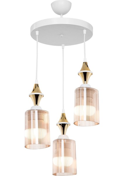 Akses Karo Gold 3'lü Üçgen Bal Salon Yemek Odası Oturma Odası Antre Mutfak Yatak Odası Avize fiyatları