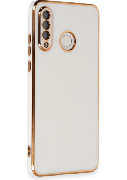 Huawei P30 Lite Kılıf Volet Silikon - Beyaz Glstd