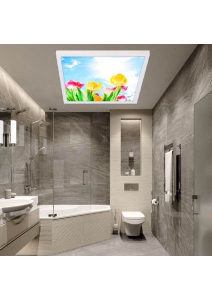 Banyo Avize- 60WATT-60 cm x 60 cm LED Yatak Odası Avize-Renkli Laleler Tasarım Aydınlatma-Tavana Model