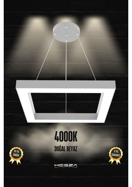 Quattro ( Gri Kasa, Doğal Beyaz Işık ) Modern LED Sarkıt Avize, Salon, Mutfak, Oturma Yatak Odası