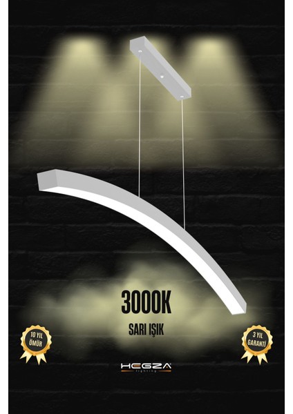 Luna ( Gri Kasa, Sarı Işık) Ledli Modern LED Avize, Salon, Mutfak, Oturma Yatak Odası, Sarkıt