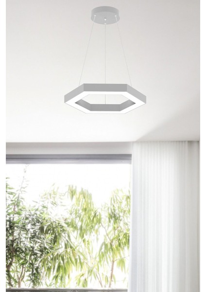 Hexagon ( Gri Kasa, Beyaz Işık ) Ledli Modern LED Avize, Salon, Mutfak, Oturma Yatak Odası, Sarkıt fiyatları