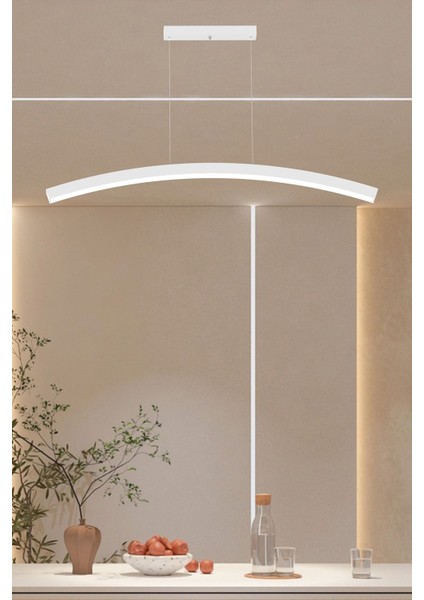 Luna ( Beyaz Kasa, Beyaz Işık ) Ledli Modern LED Avize, Salon, Mutfak, Oturma Yatak Odası, Sarkıt modelleri