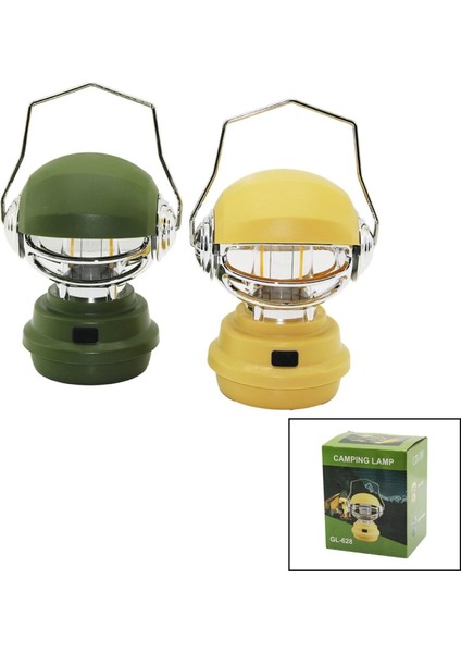 Campıng Lamp Robot Kafa Modeli Fanus Kamp - Bahçe Fener USB Şarjlı 3-Kademe Işık Ayarı Renkli Pls. GL-628 (4887)