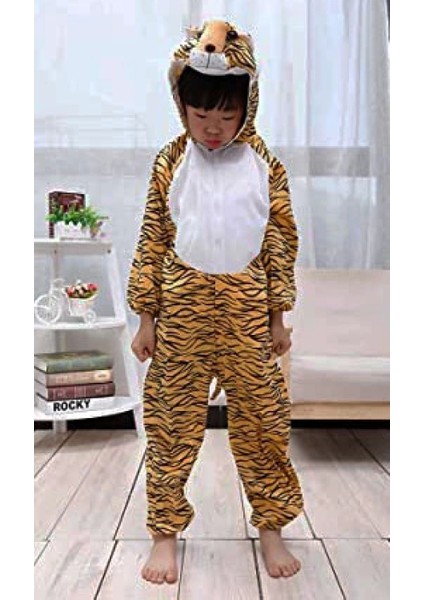 Çocuk Kaplan Kostumu - Aslan Kostümü 4-5 Yaş 100 cm (4887)