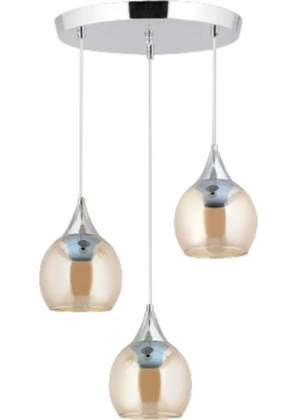 Damlam 3'lü Modern Gümüş - Bal Camlı Sarkıt Avize - Yatak Odası - Salon - Mutfak - Hol - Ofis fiyatları