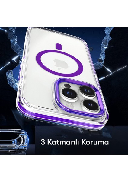 Apple iPhone 15 Pro Bella Magsafe Kapak - Mavi Glstd