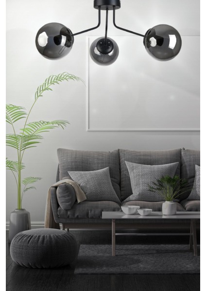 Zuma 3'lü Modern Beyaz Glop Camlı Sarkıt Avize - Yatak Odası - Salon - Mutfak - Hol - Ofis