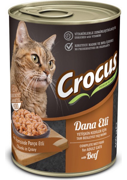 Yetişkin Kedi Dana Etli Yaş Mama 400 gr x 6 Adet Glstd