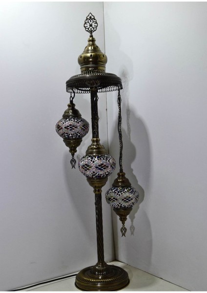 Mozaik Lambader,otantik Lambası,dekoratif Köşe Lambası 3 Lü Mozaik Gece Lambası Model 7