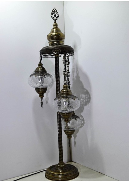 Osmanlı Lambader,otantik Lambası,dekoratif Köşe Lambası 3 Lü Çatlatma Gece Lambası Lazerli
