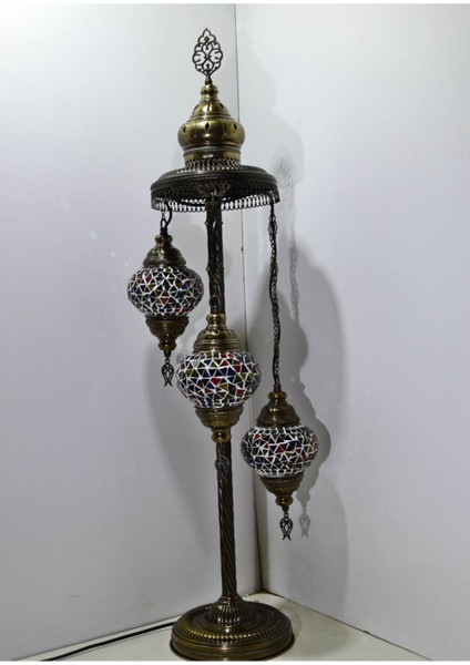 Mozaik Lambader,otantik Lambası,dekoratif Köşe Lambası 3 Lü Mozaik Gece Lambası Model 5