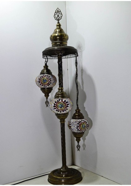 Mozaik Lambader,otantik Lambası,dekoratif Köşe Lambası 3 Lü Mozaik Gece Lambası Model 1