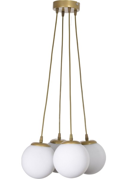 Zaragoza Modern Tasarım Salon Mutfak Yatak Odası Eskitme Renk Beyaz Camlı 4 Lü Avize