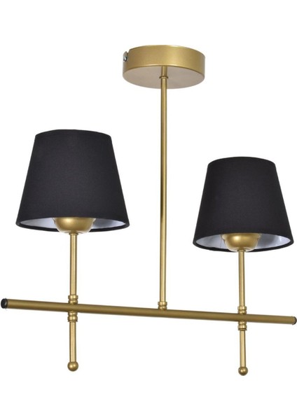 Çekya Modern Tasarım Salon Mutfak Yatak Odası Siyah Renk Siyah Başlıklı 2 Li Avize