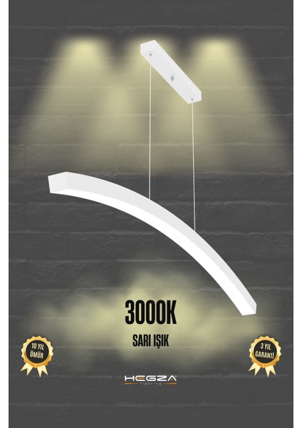 Luna ( Beyaz Kasa, Sarı Işık ) Ledli Modern LED Avize, Salon, Mutfak, Oturma Yatak Odası, Sarkıt