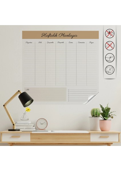 Statik Kağıt Haftalık Planlayıcı (Model -4) 46 cm x 48 cm Glstd