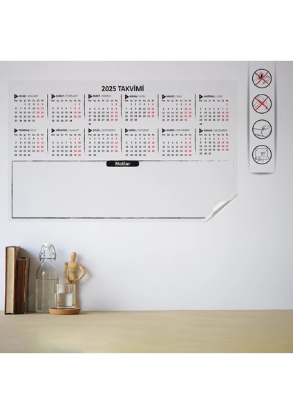 Statik Kağıt 2025 Mini Yıllık Plan (Model-2) 56 cm x 100 cm Glstd