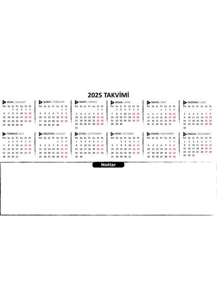 Statik Kağıt 2025 Mini Yıllık Plan (Model-2) 56 cm x 100 cm Glstd