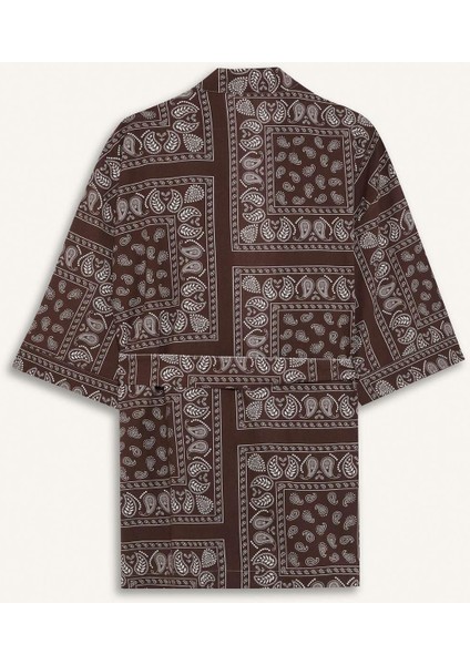 Regular Fit Desenli Kuşaklı Pamuklu Kimono-Fall in Love D0453AX25SP modelleri