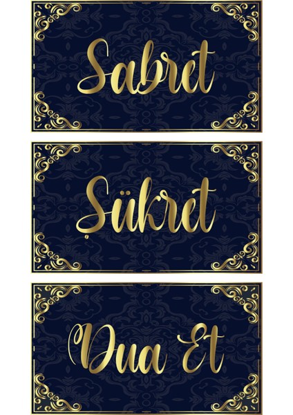 Sabret- Şükret- Dua Et Tablo - Poster Dini (Model- 18) 40 cm x 70 cm Renk Lacivet Glstd