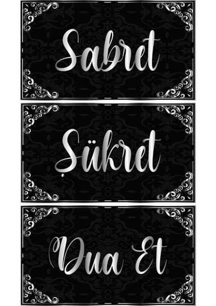 Sabret- Şükret- Dua Et Tablo - Poster Dini (Model- 18) 40 cm x 70 cm Renk Lacivet Glstd