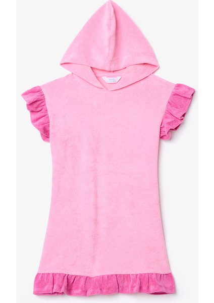 Pembe Kız Çocuk Sweet Fırfırlı Havlu Kaftan
