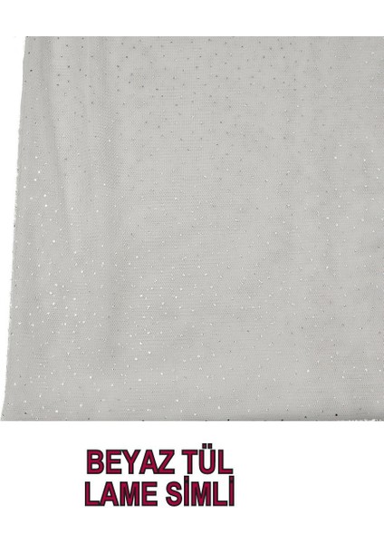 Ince Yumuşak Tül Beyaz Lame Simlien: 140 cm