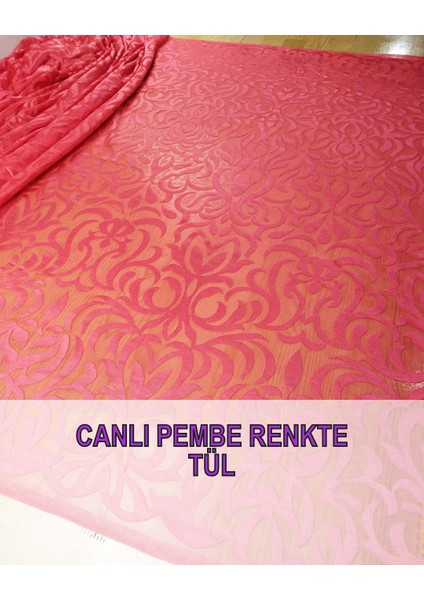 Hafif Parlak Tül Pembe Renkte (En 140 cm x Boy 260 Cm)