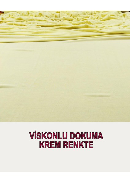 Ince Yarı Transparan Kremle Sarı Arası Renkte Viskonlu Dokuma (En 140 cm x Boy 180 Cm)