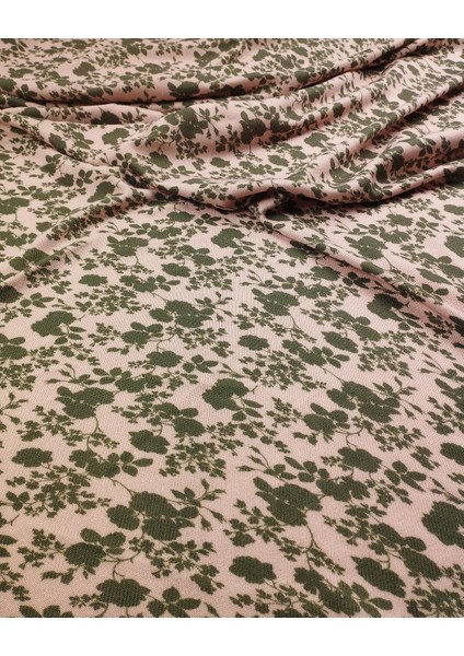 Pembe Üzeri Yeşil Çiçekli Triko Örme En: 160 modelleri