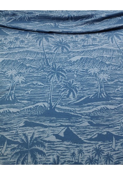 Mavi Renklerde Jakarlı Örme En: 150 cm fırsatları