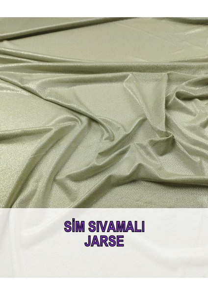 Pastel Çağla Yeşili Üzeri Dore Varaklı Ince Jarse En: 130