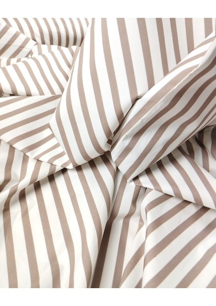 Pamuklu Dokuma Kahve Beyaz Boyuna Çizgili En: 140 fırsatları