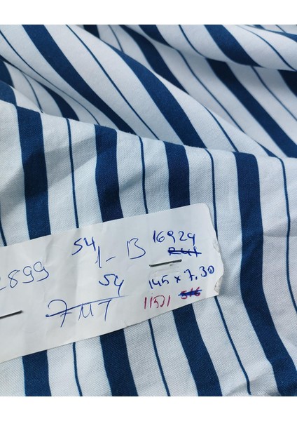 Pamuk Viskon Petrol Mavisi Beyaz Boyuna Çizgili En: 145 cm modelleri