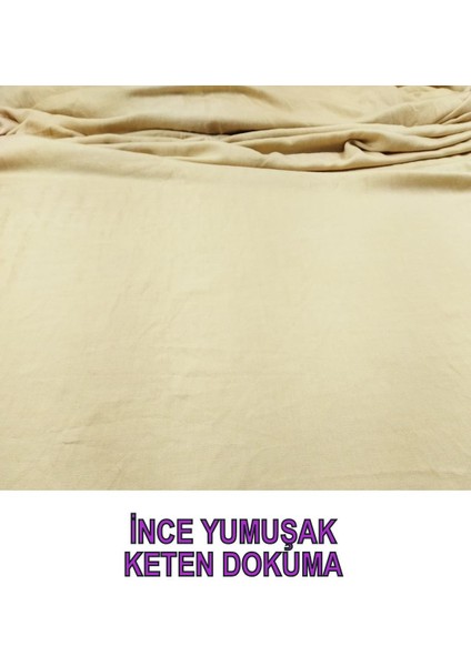 Ince Keten Viskon Krem Renkte (En 150 cm x Boy 170 Cm)