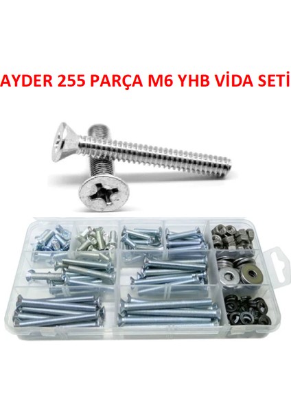M6 Yıldız Havşa Başlı Yhb Vida Civata Somun Pul Seti 255'LI